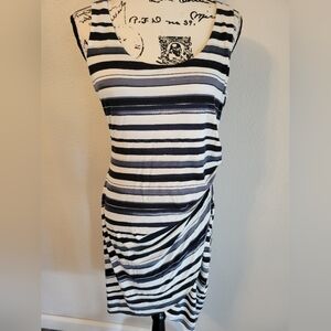 Tommy bahama aquarelle stripe side ruched dress medium